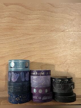 Celestial Decorative Washi Tape Set - Purple, Teal, Black